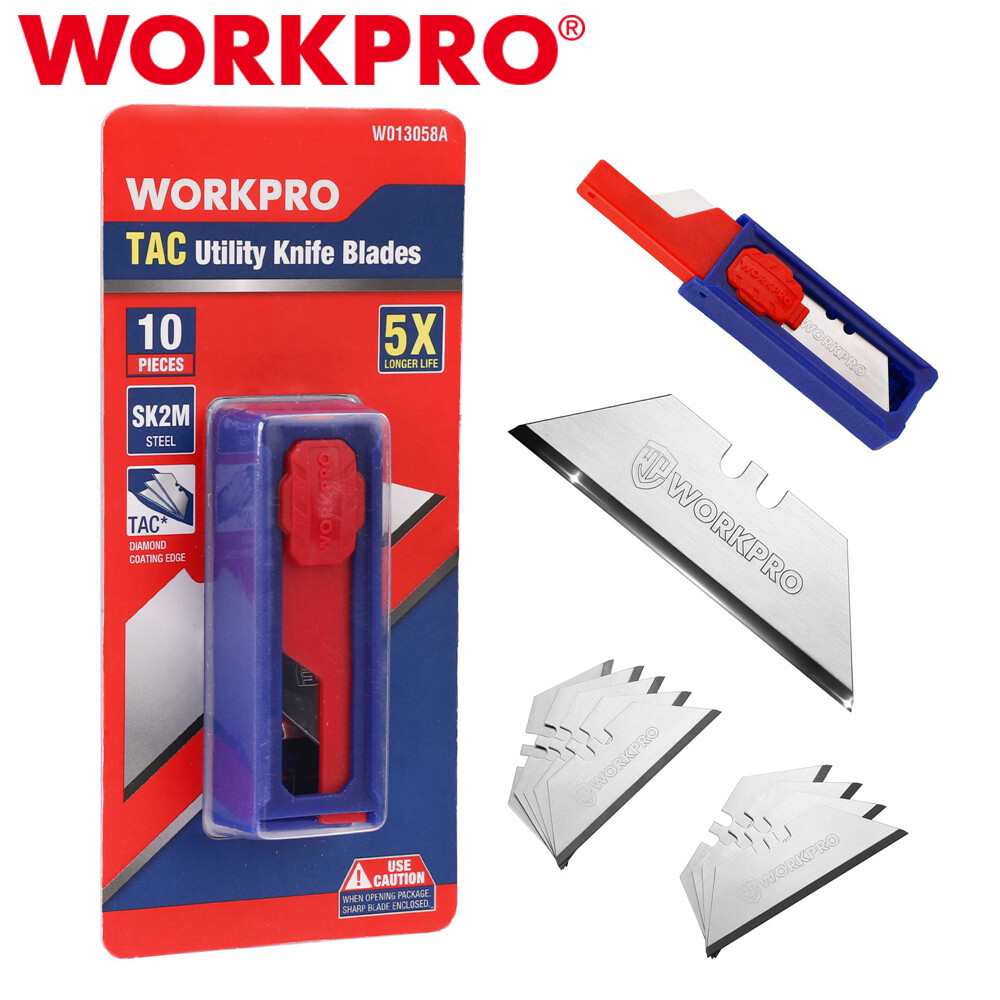 WORKPRO Premium Utility Knife Blades 10PC TAC Diamond Coated SK2M Utility Blades