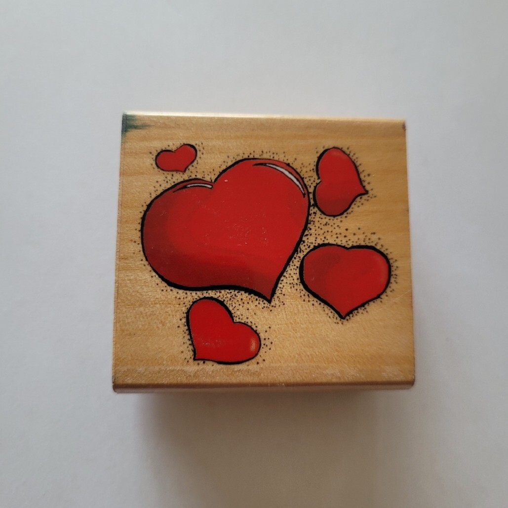 Floating Hearts Mounted Rubber Stamp 2001 Sky Kids Inc