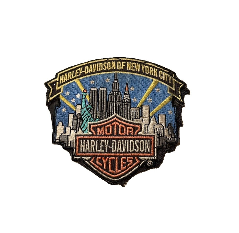 Vintage 80s/90s Harley Davidson New York Twin Towers Statue Of Liberty Patch Emb