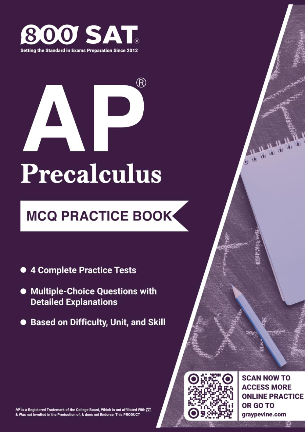 AP Precalculus Practice Book (2026 Edition): 4 Complete Practice Tests, Multiple