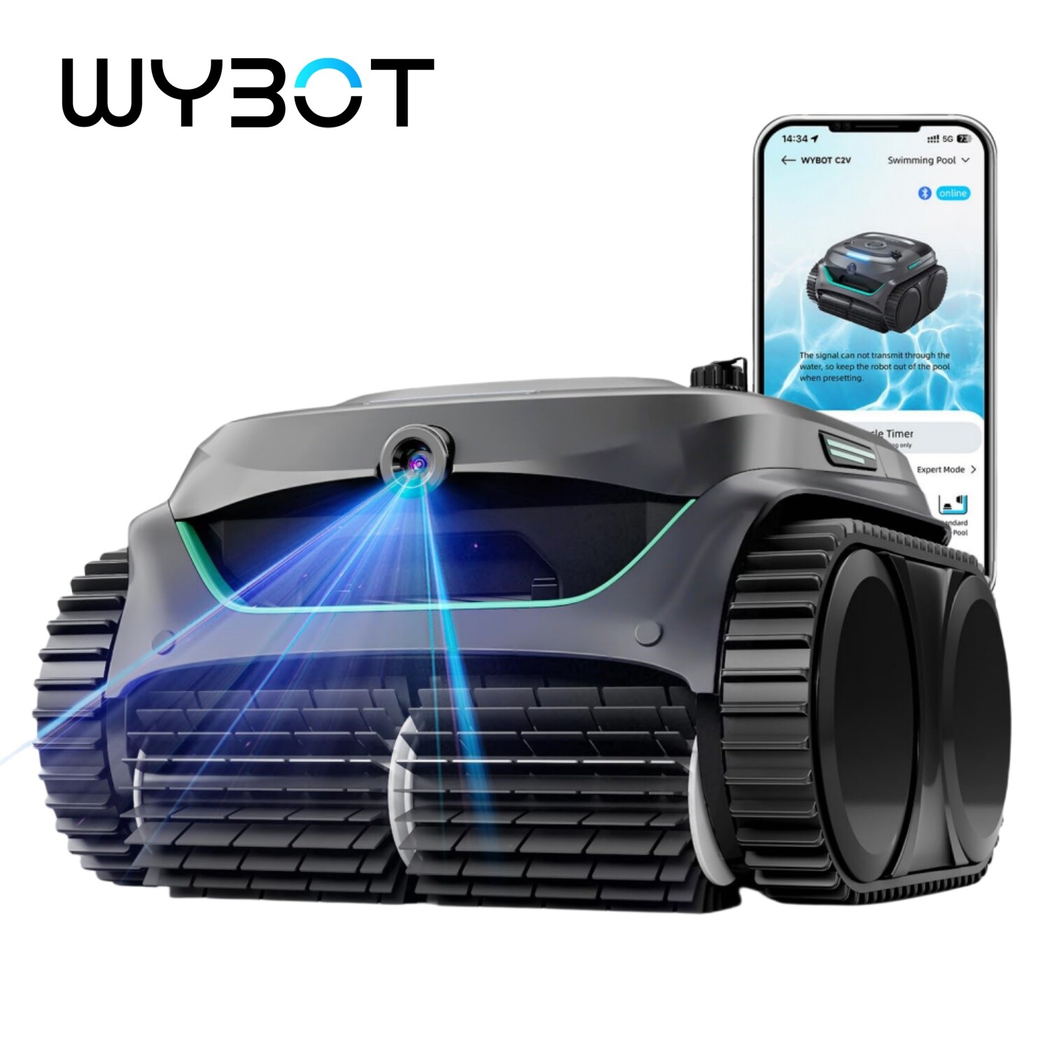 WYBOT C2 Vision Wall Climb Cordless Pool Vacuum Robot Inground Pools AI Camera