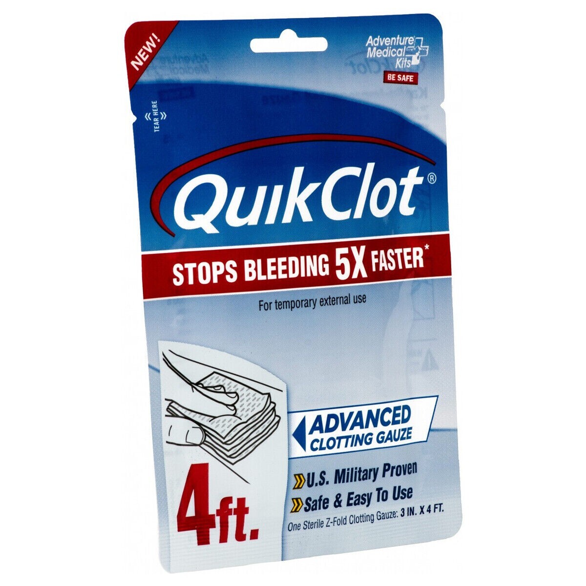 QuikClot® Clotting GAUZE 3 in X 4 yds Trauma Bleeding Control NEW SEALED