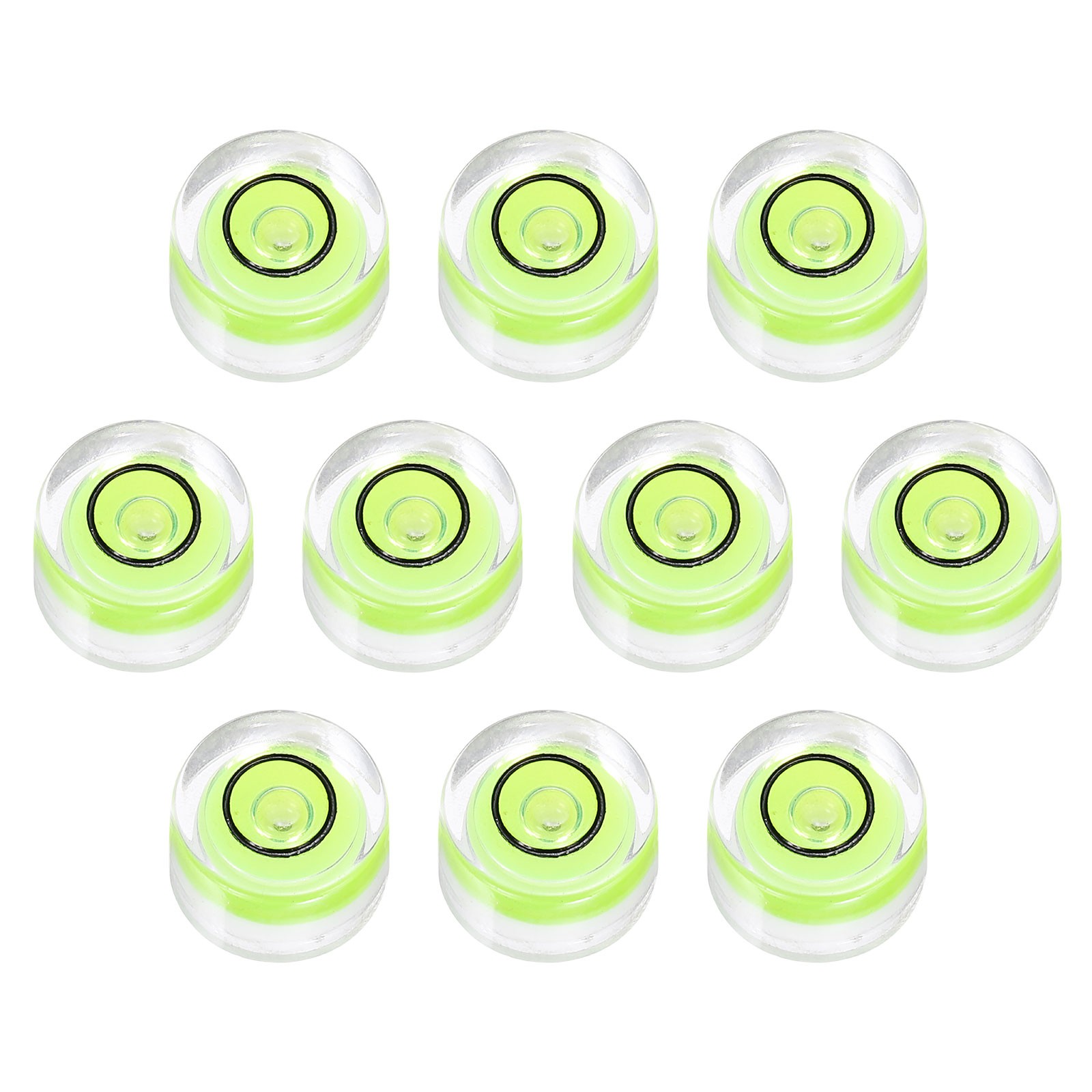 10pcs Round Bubble Level 10x6mm Mini Circular Bullseye Spirit Levels, Green