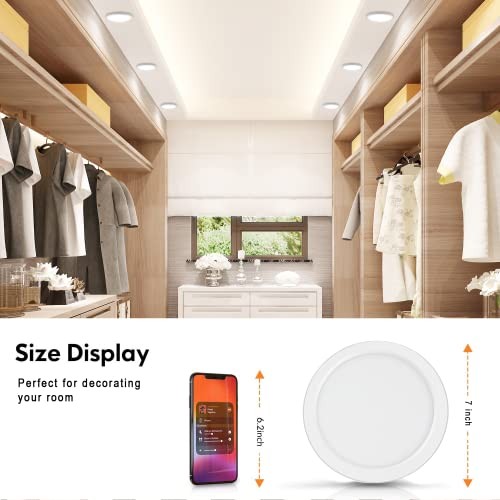 7 Inch Small LED Flush Mount Ceiling Light Dimmable,5000k Daylight 1 Pack White