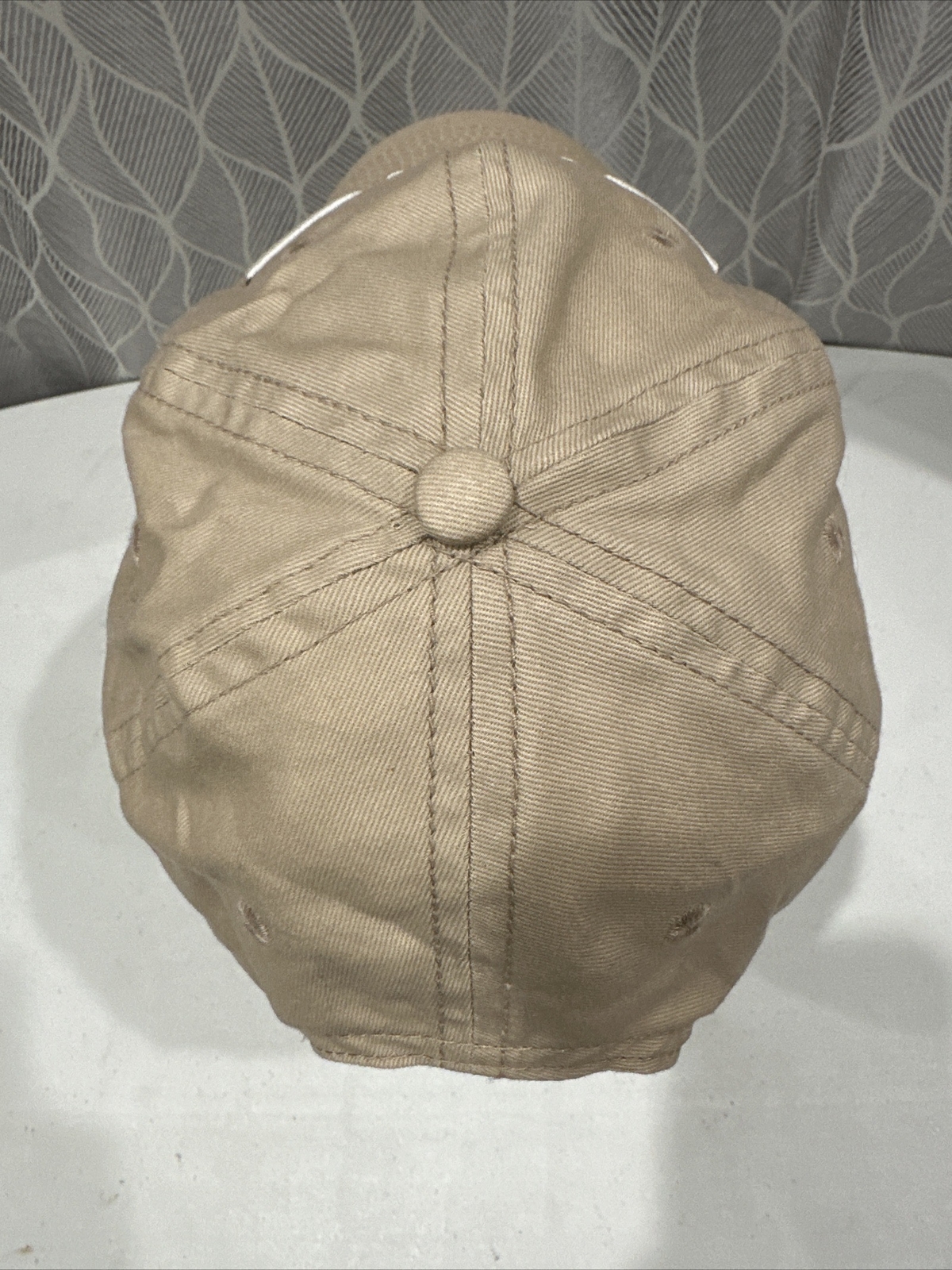 Ping Tan Hook and Loop Strap Hat with White Embroidered Lettering