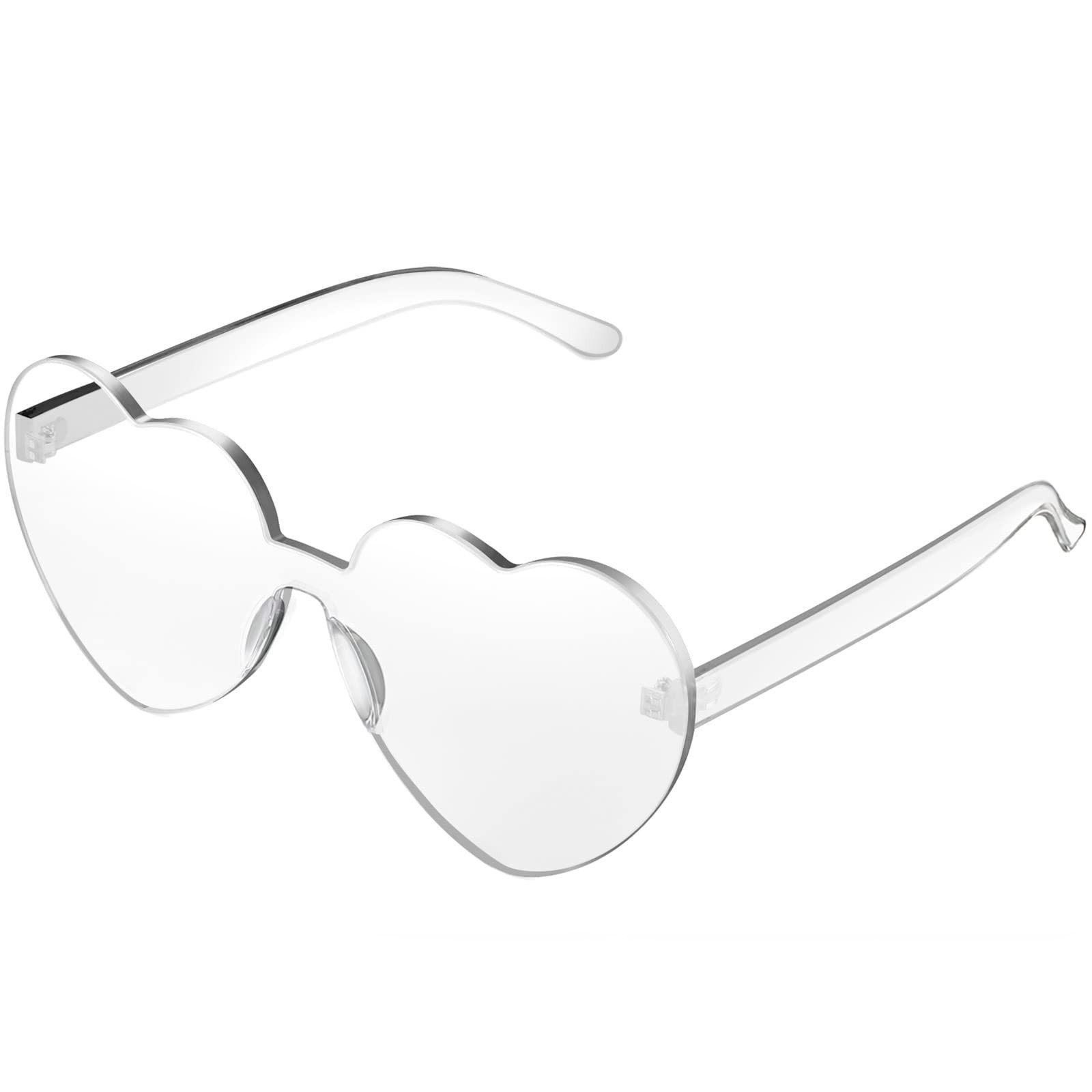 Maxdot Heart Shape Sunglasses Rimless Transparent Heart Glasses Colorful Part...