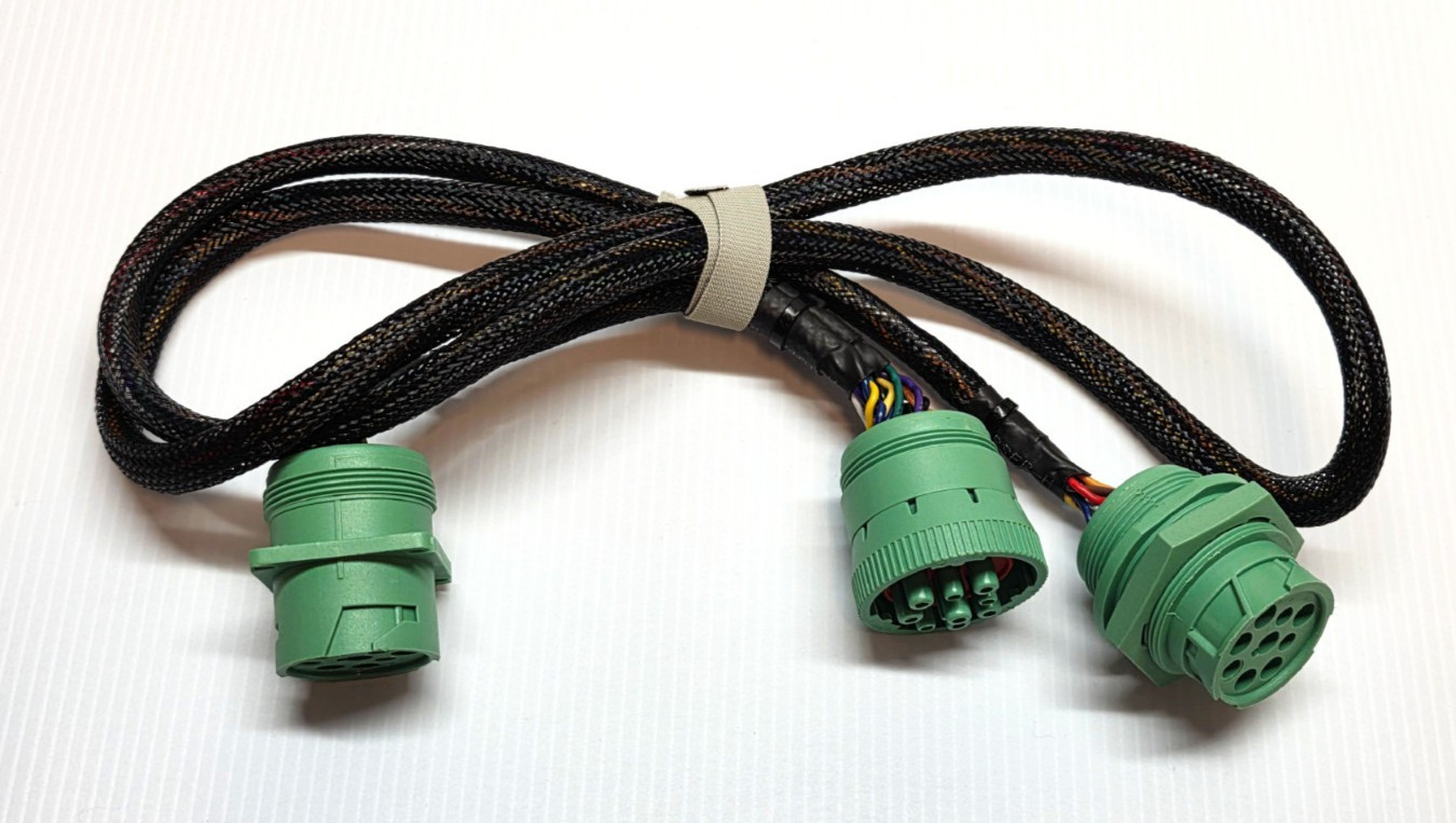 AVR J1939 9-Pin Type 2 Y Splitter Cable 4FT Green ELD GPS Diagnostic