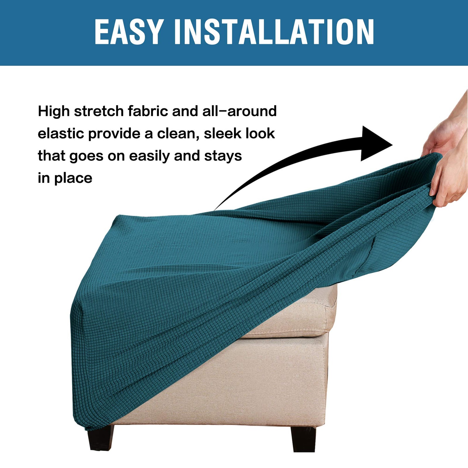 Square Jacquard Ottoman Covers Ottoman Slipcovers Folding Storage Stool Prote...