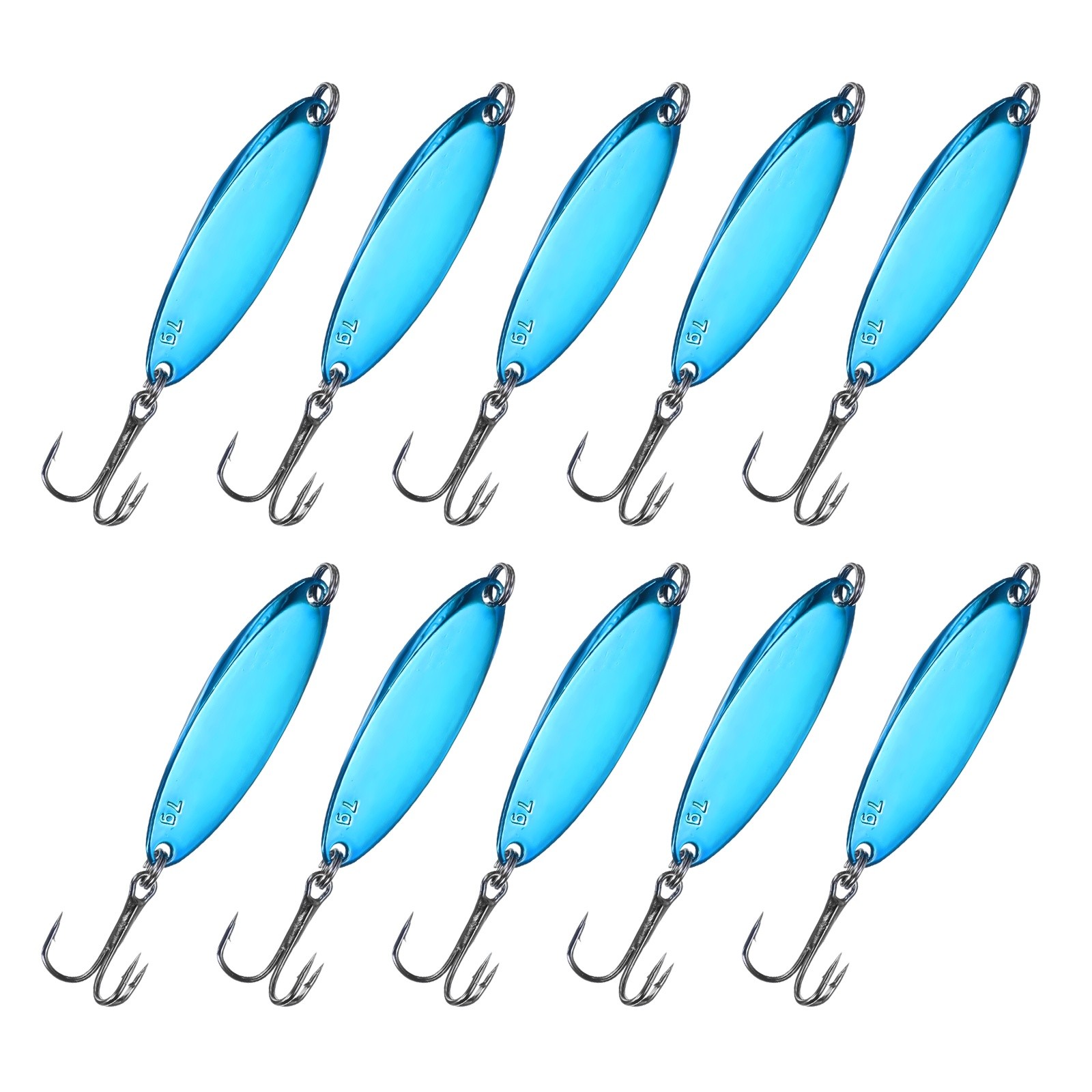 Fishing Spoons Lures, Metal Treble Trout Lures for Casting 10 Pcs 1/4oz Blue