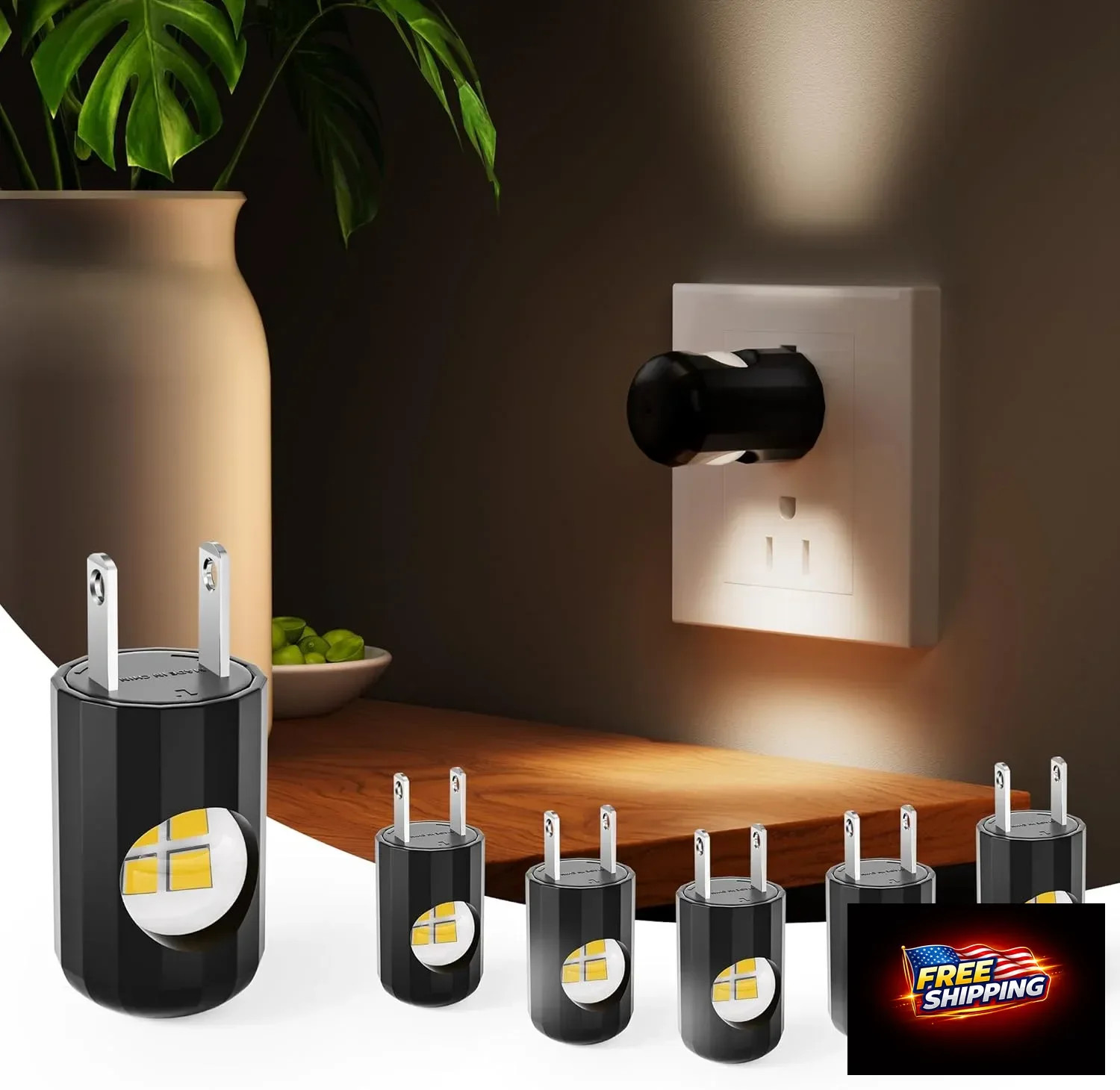 TSEXES 6 Pack LED Night Lights with Dusk to Dawn Sensor, 3000K Soft White, Plug