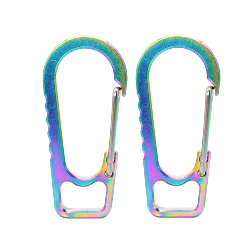 Small Titanium Alloy Carabiner Spring Snap Hook Clip Key Hold EDC Buckle Tool 2X