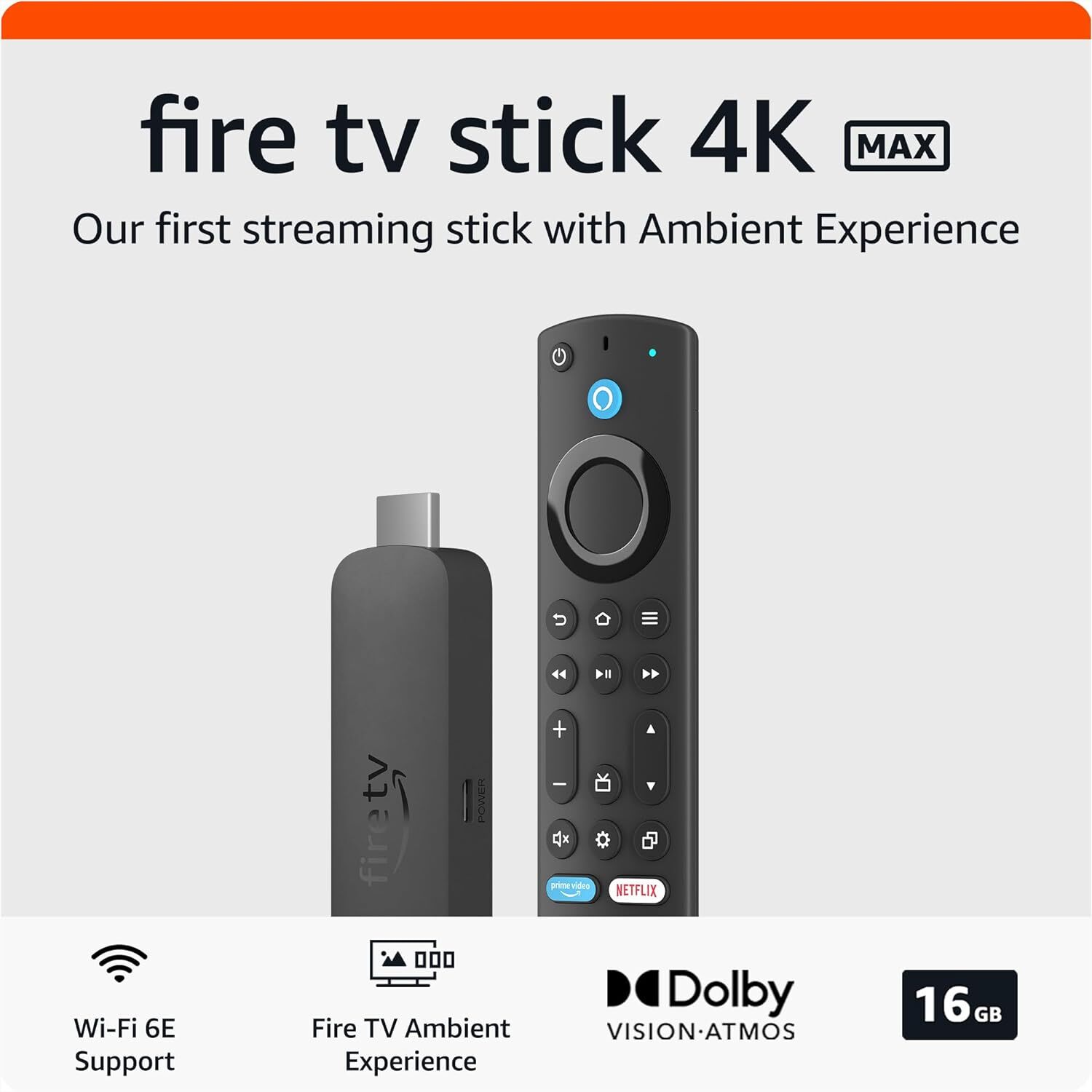 New Amazon Fire TV Stick 4K Max (newest model) 2nd Gen, Alexa, 16GB, Wi-Fi 6E