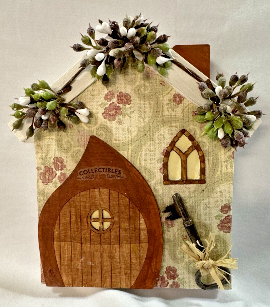 Handmade Wood House Shelf Sitter Collectible Shop Theme 7" X 6" One of a Kind