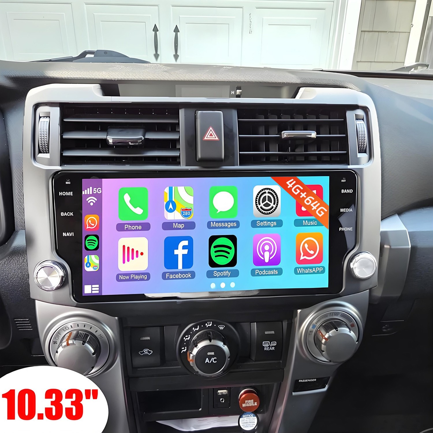 10.33" For Toyota 4Runner 2010-2019 Apple CarPlay Car Radio Stereo GPS 4GB+64GB