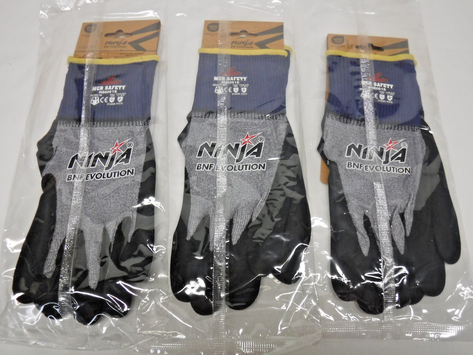 3 prs MCR Safety Ninja BNF Evolution WORK GLOVES Size S Touch Screen, Grip Smart