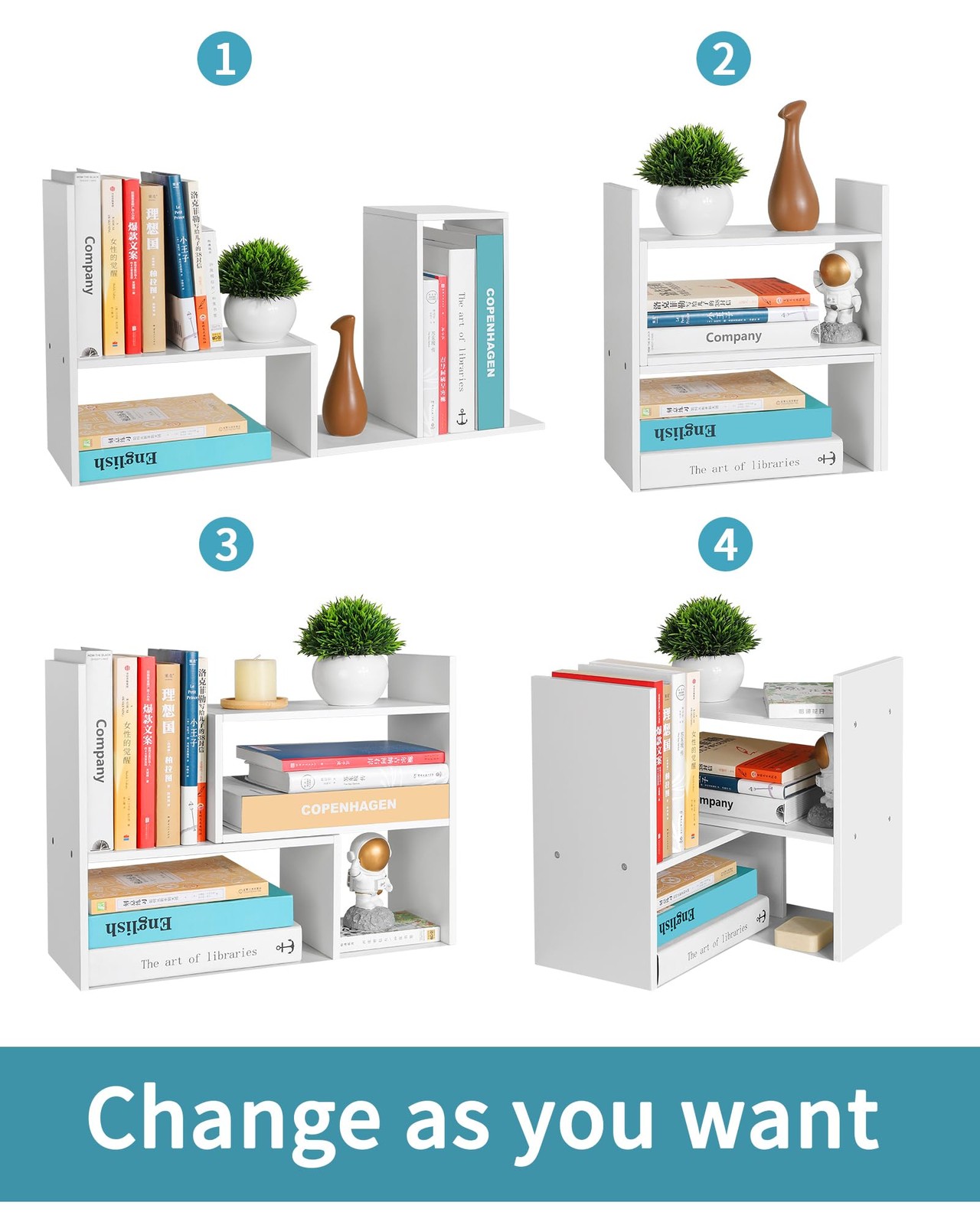 NOKAMW Desktop Shelf Organizer,Adjustable Stackable Office Storage Rack,Wood ...