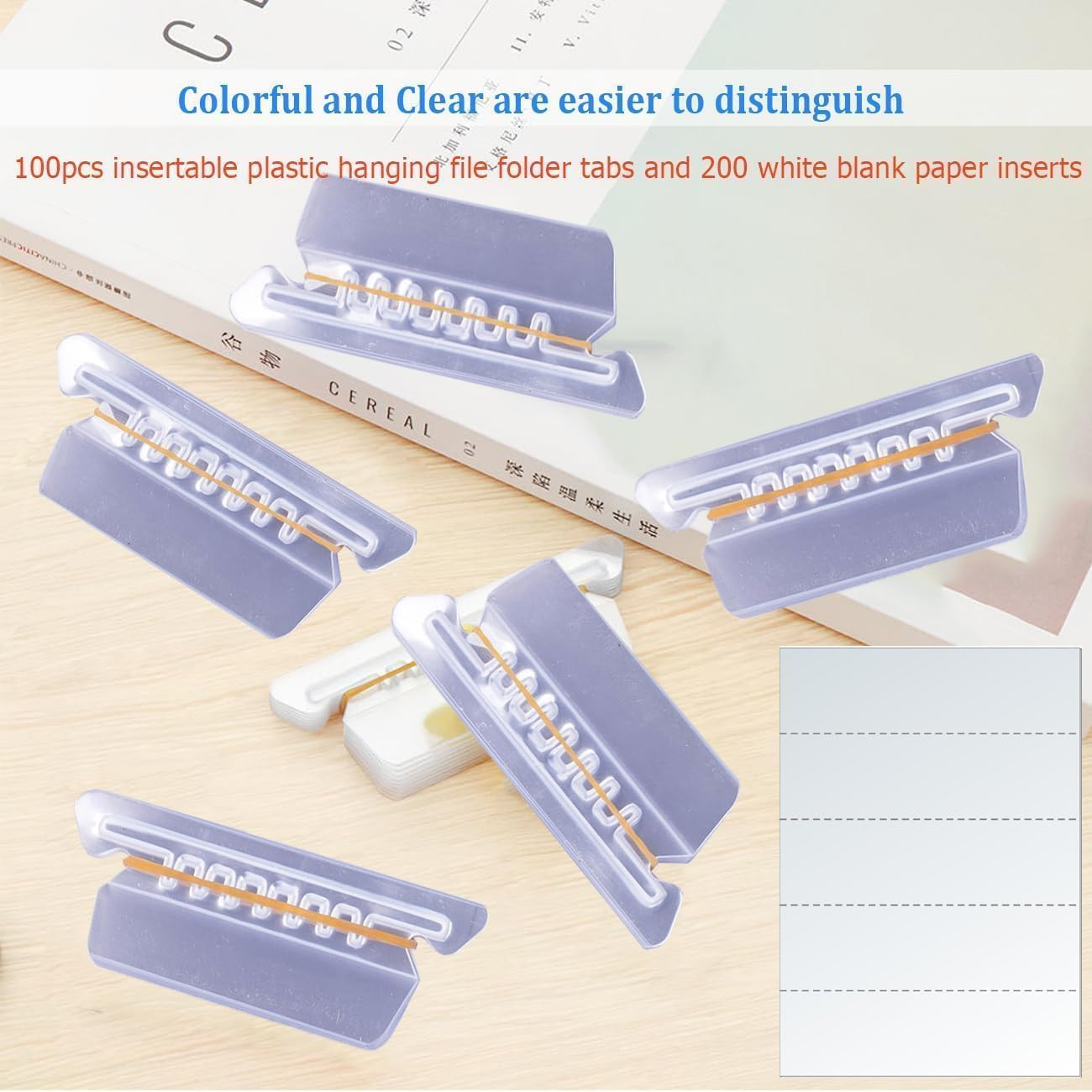 200 File Folder Tabs Insertable Hanging Folder Labels With 400 Blank Inserts