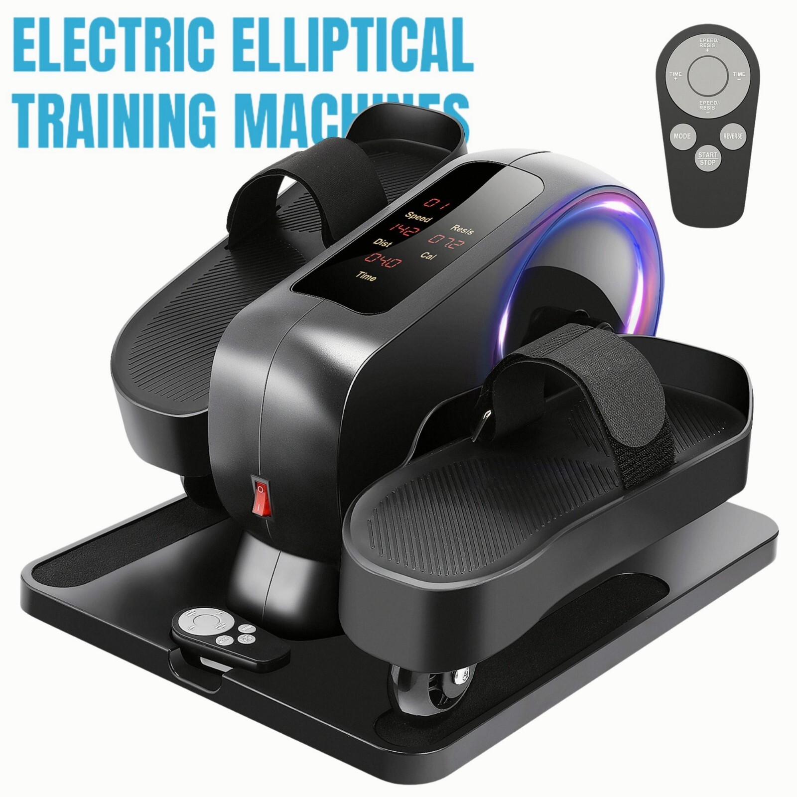 Under Desk Elliptical Machine Manual-Auto Dual Mode Ellipse Leg Pedal Exerciser