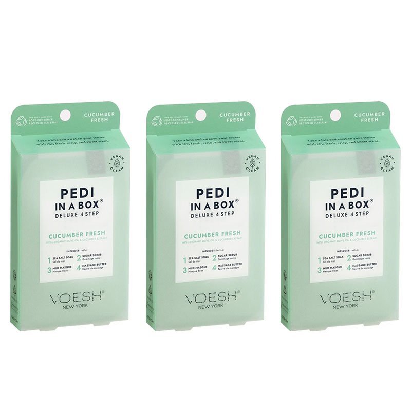 Voesh Pedi In A Box 4 In 1 Deluxe Pedicure CUCUMBER FRESH Pack Of 3