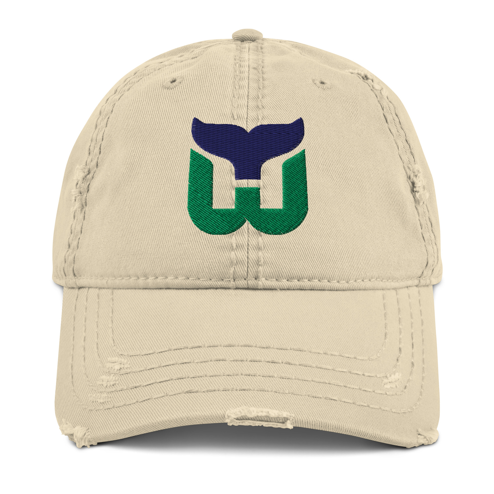 VINTAGE HARTFORD WHALERS DISTRESSED HAT *EMBROIDERED* CAP DAD FATHER'S DAY NEW