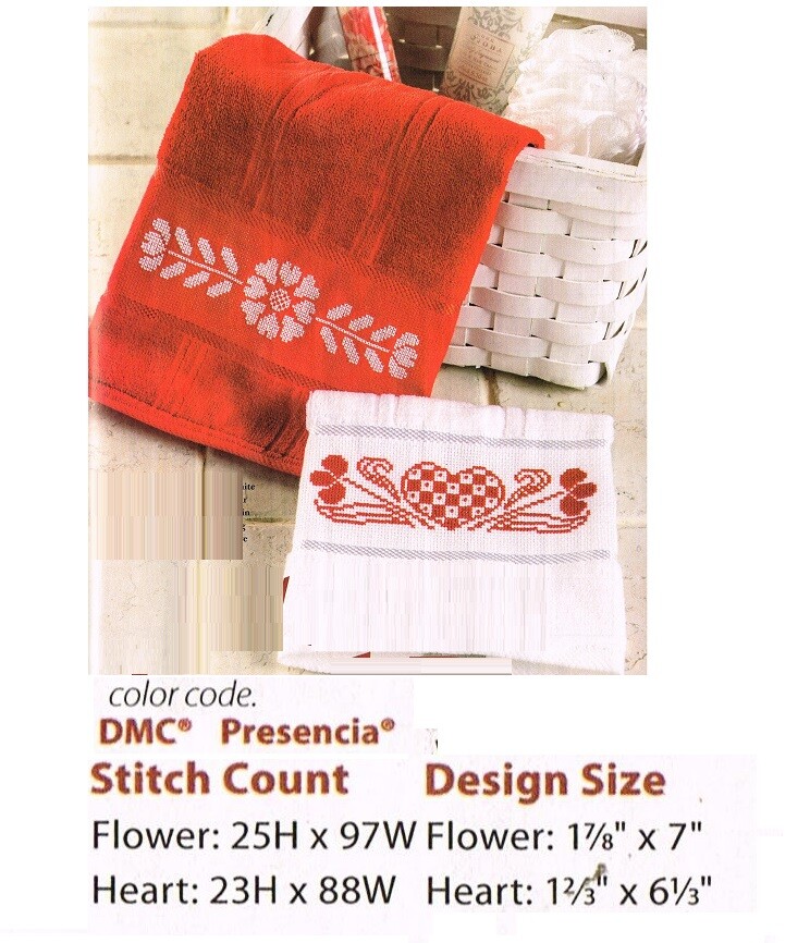 RED  & WHITE TOWEL DUO  CROSS STITCH PATTERN ONLY  - YD  REA