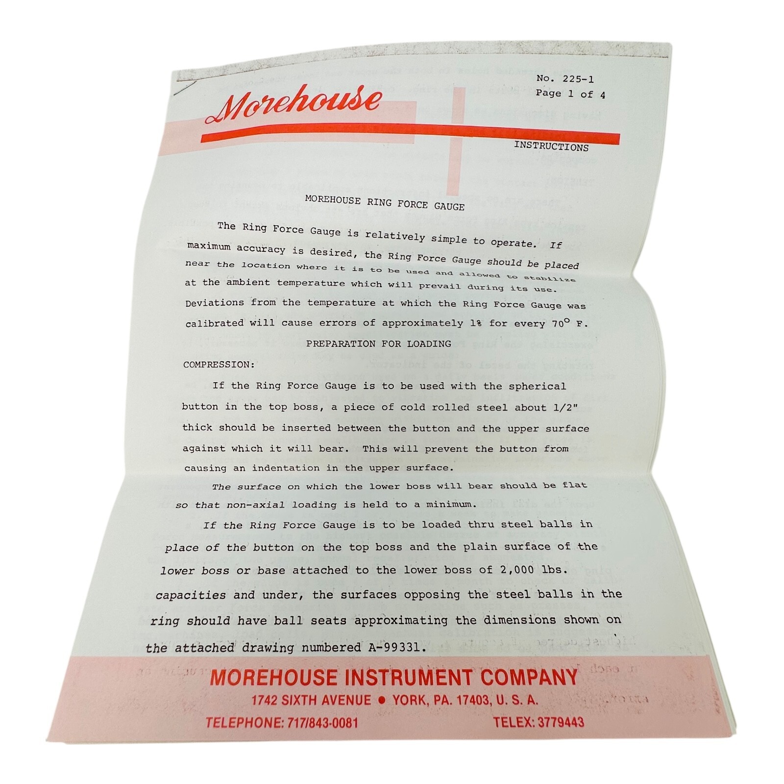 MOREHOUSE MODEL 5 RING FORCE GAUGE 100lbs