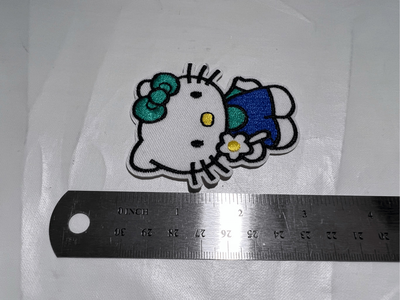 Hello Kitty in Blue Over Alls Iron on Patch