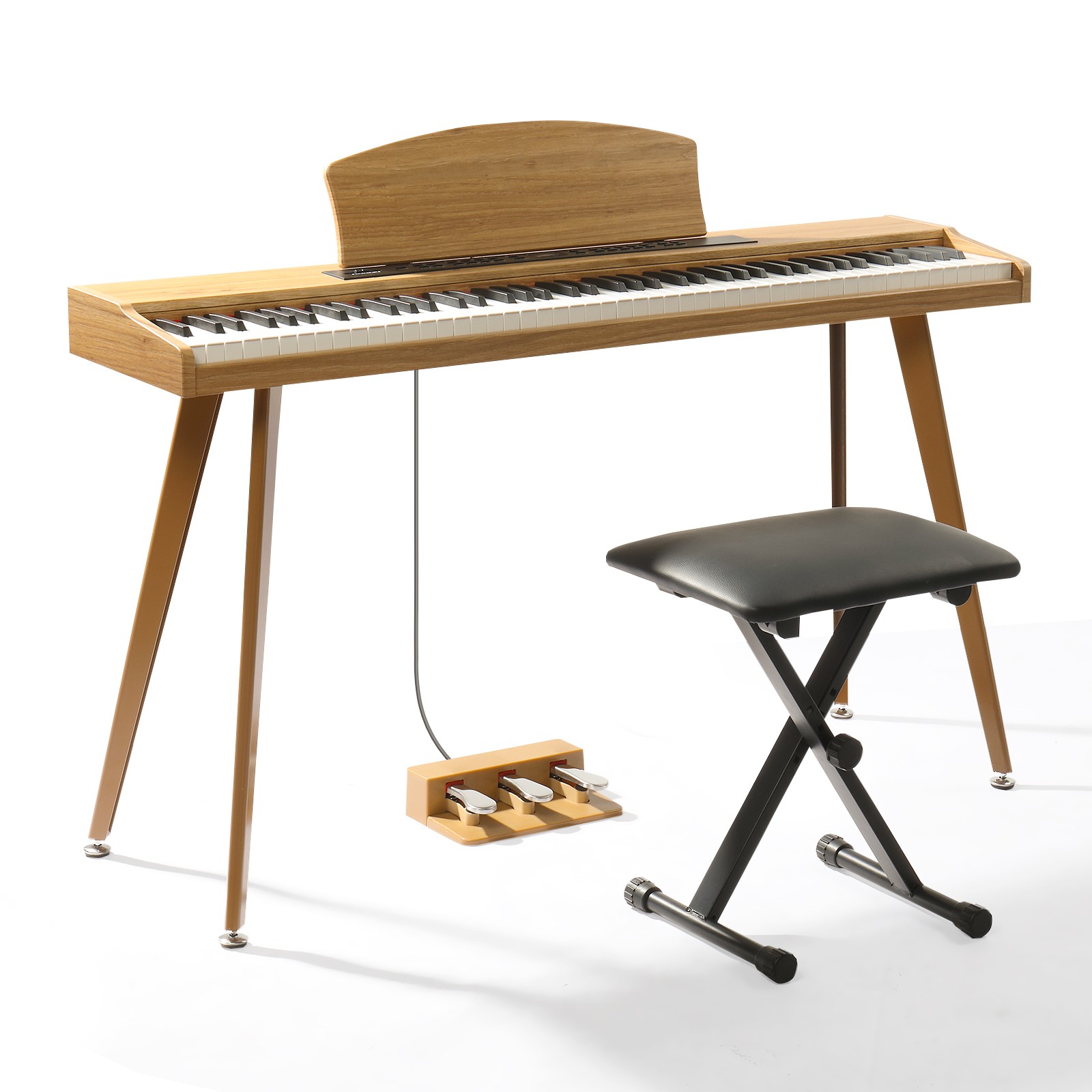 Glarry 88 Key Semi-Weighted Digital Piano KeyBoard With Pedal,X Stand,Bench