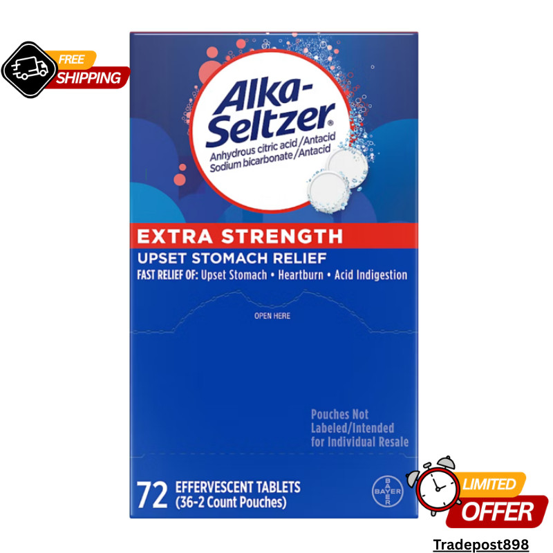 Alka-Seltzer Extra Strength, Heartburn, Indigestion, Upset Stomach,  72 Ct.