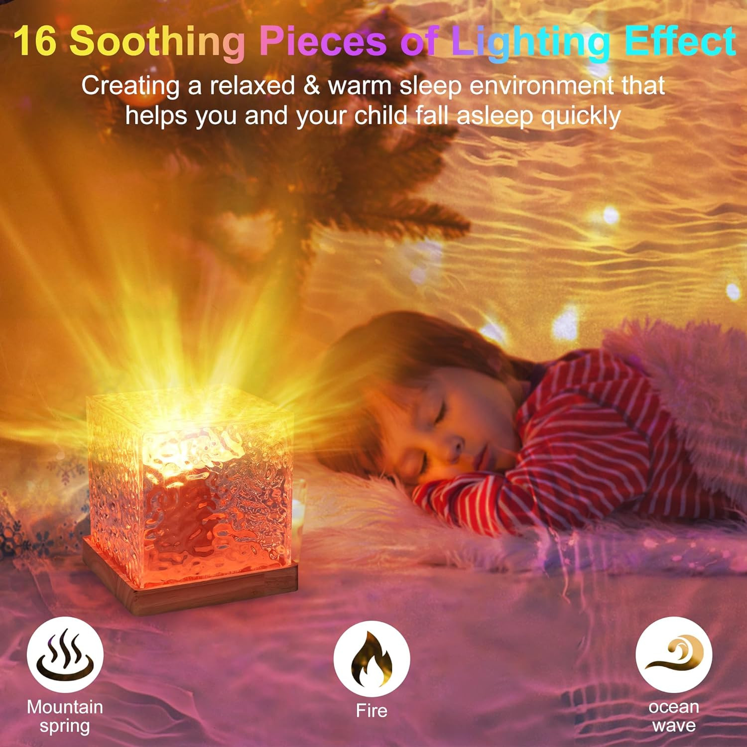 Ocean Wave Projector Light, 16 Colors Gradual Rotating Water Lamp with Remote...