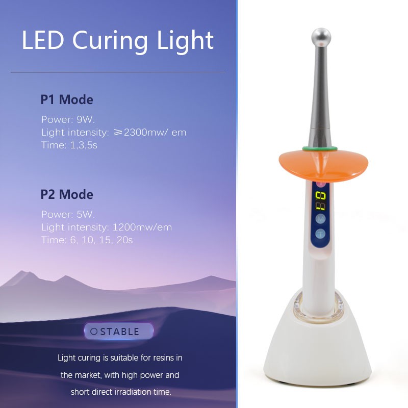 Cordless Dental Led Curing Light Lamp with Metal Head 2 Working Mode US