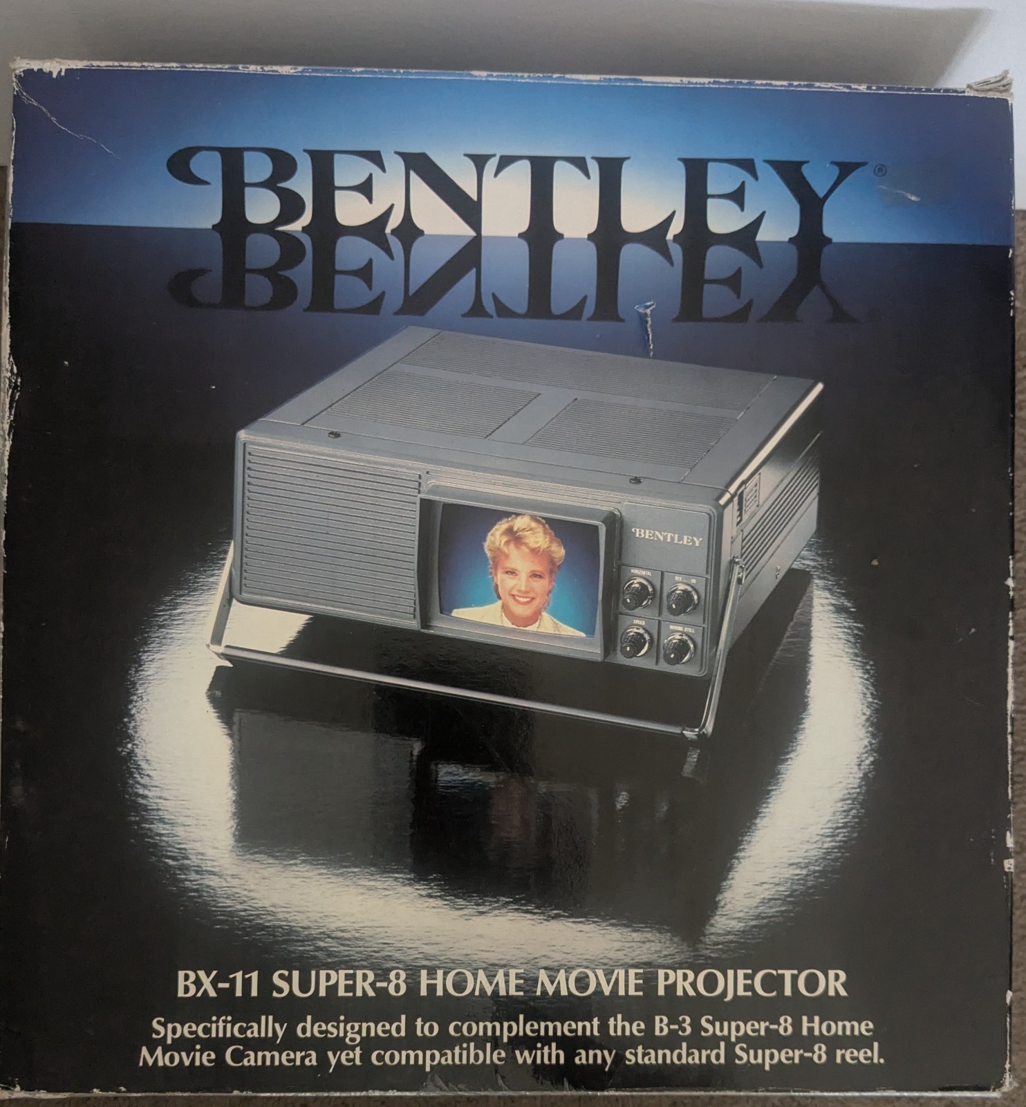 Vintage Bentley BX-11 Super 8 Home Movie Projector 4" Monitor With Box & Manual