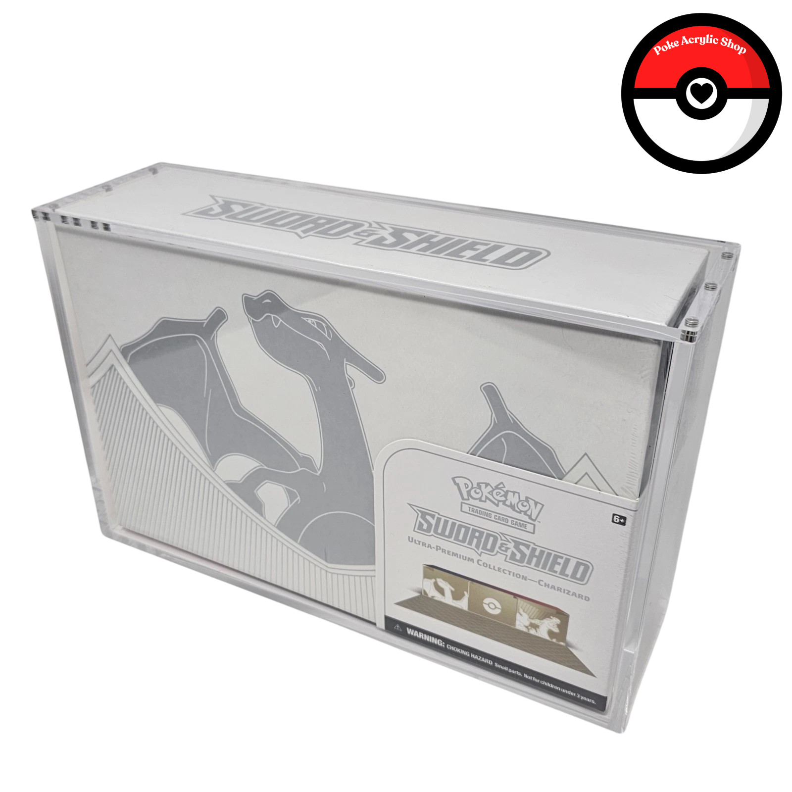 Acrylic Case Magnetic Lid Display for Pokemon Sword & Shield UPC: Charizard