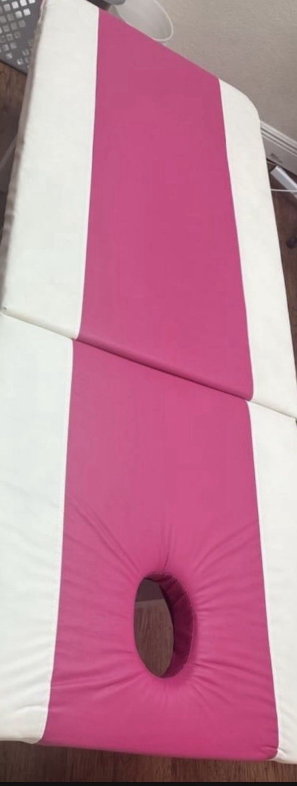 Portable Pink and White Massage Table with Face Rest Hole