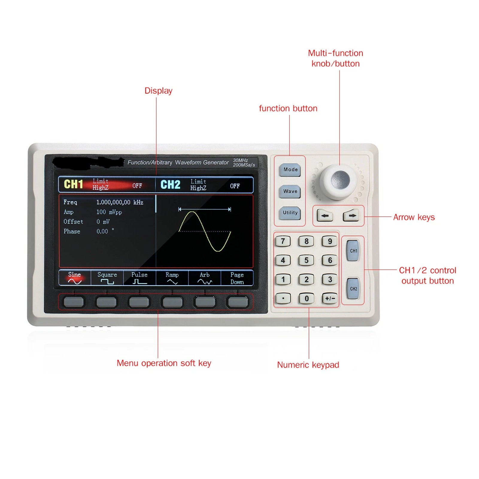UTG962E Arbitrary Waveform Generator Function Generator Kit 60Mhz 200MSa/s B9