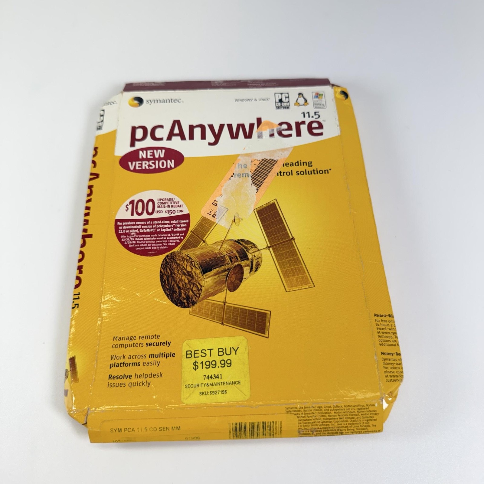 Symantec PcAnywhere 11.5 Windows Linux Remote Access PC CD-ROM Retail Box