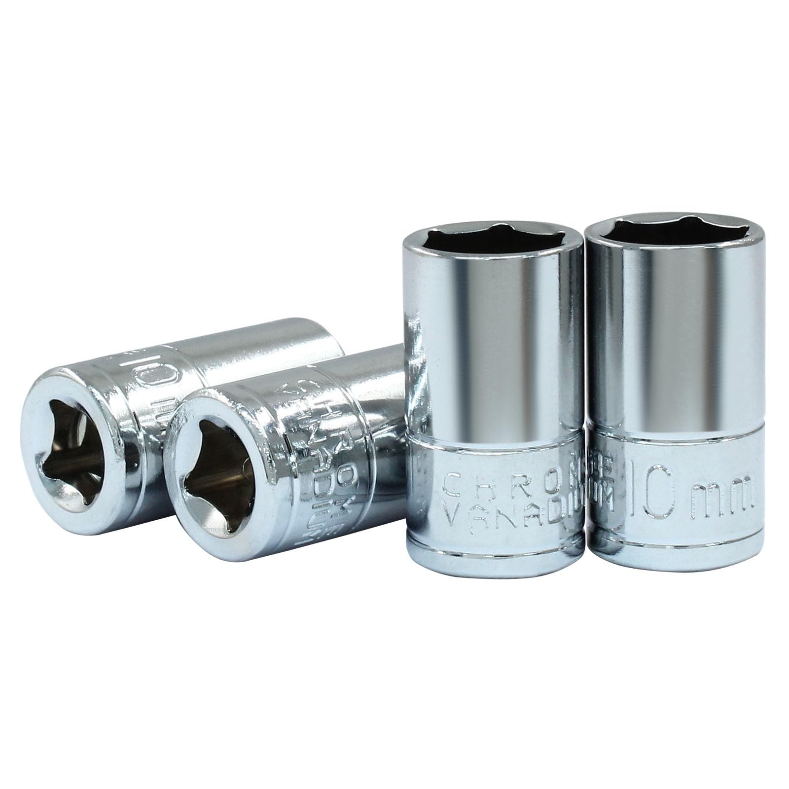 HARSKIYER 4 Pcs 1/4 Inch Drive 10mm Shallow Socket, 6 Point Chrome