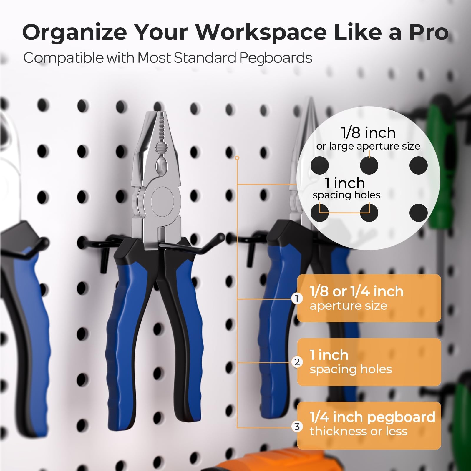 INCLY 50 Pack Black Pegboard Hooks, 2 Inch Peg Board Hooks 2 Inch,