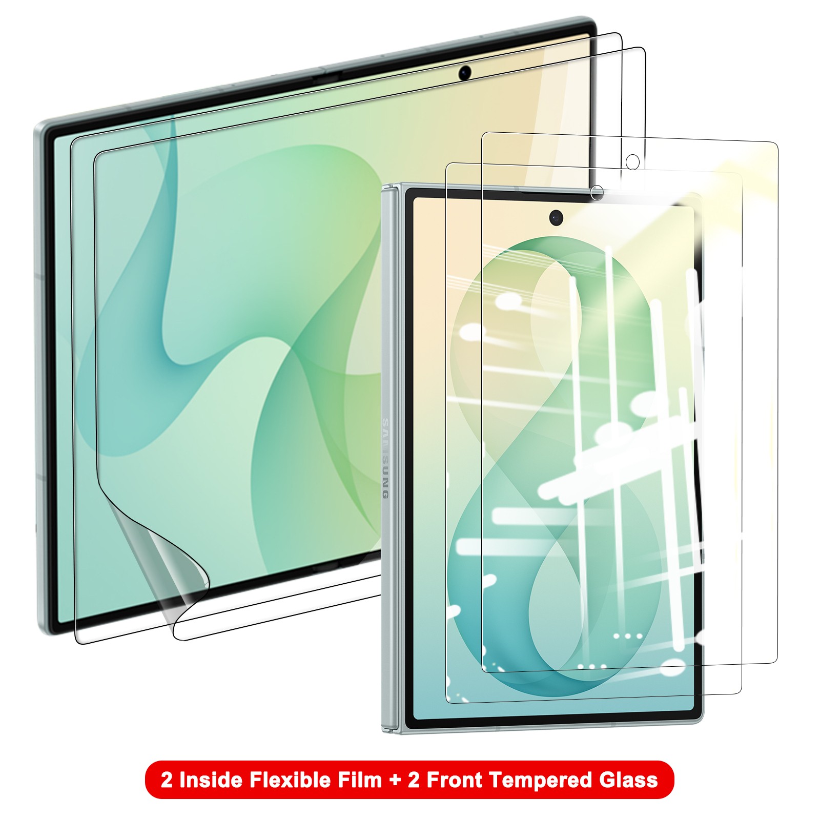 For Samsung Galaxy Z Fold8 Tempered Glass Front Screen Protector + Inside Film