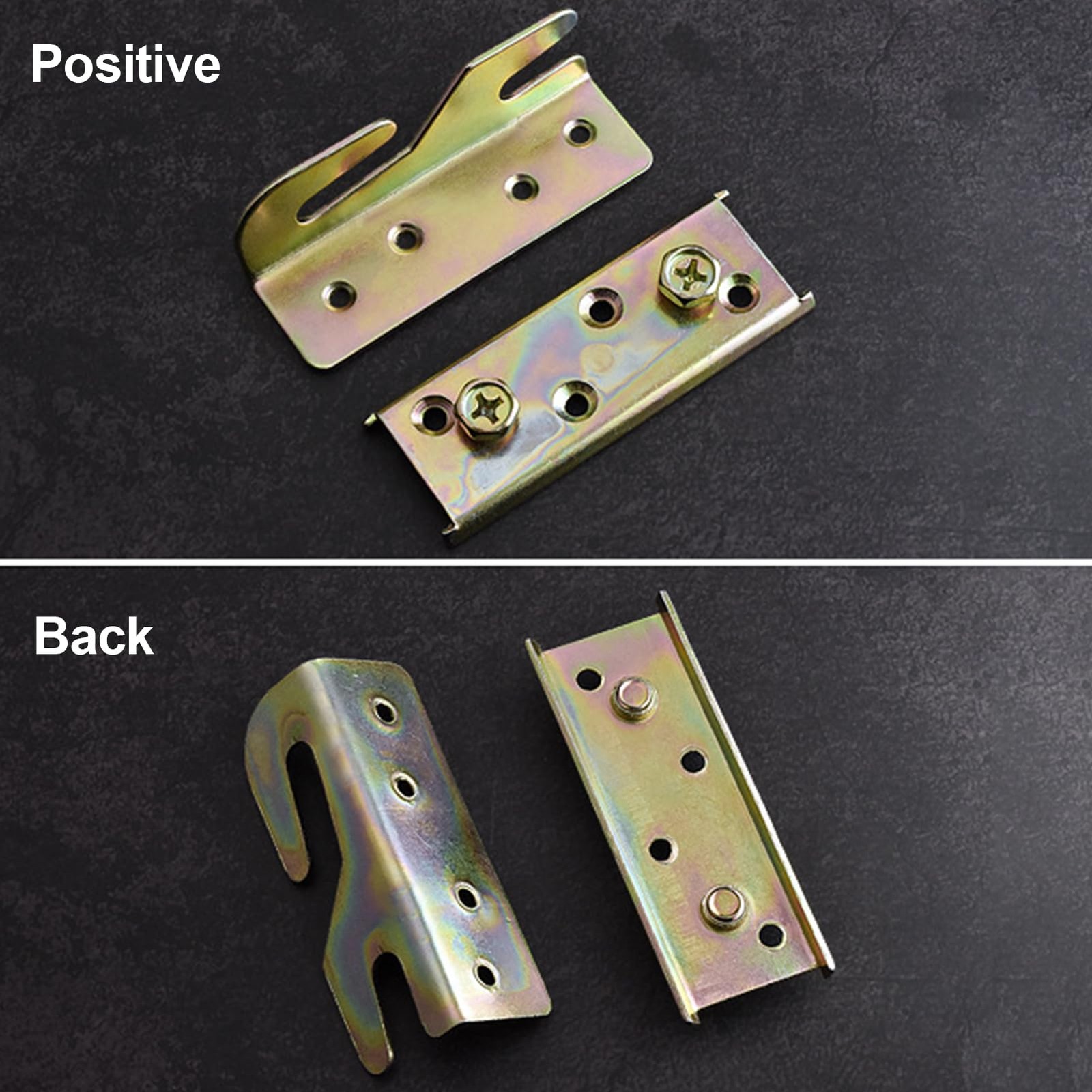 4 Pack Bed Rail Brackets - Heavy Duty Wooden Bed Frame Connectors with Screws