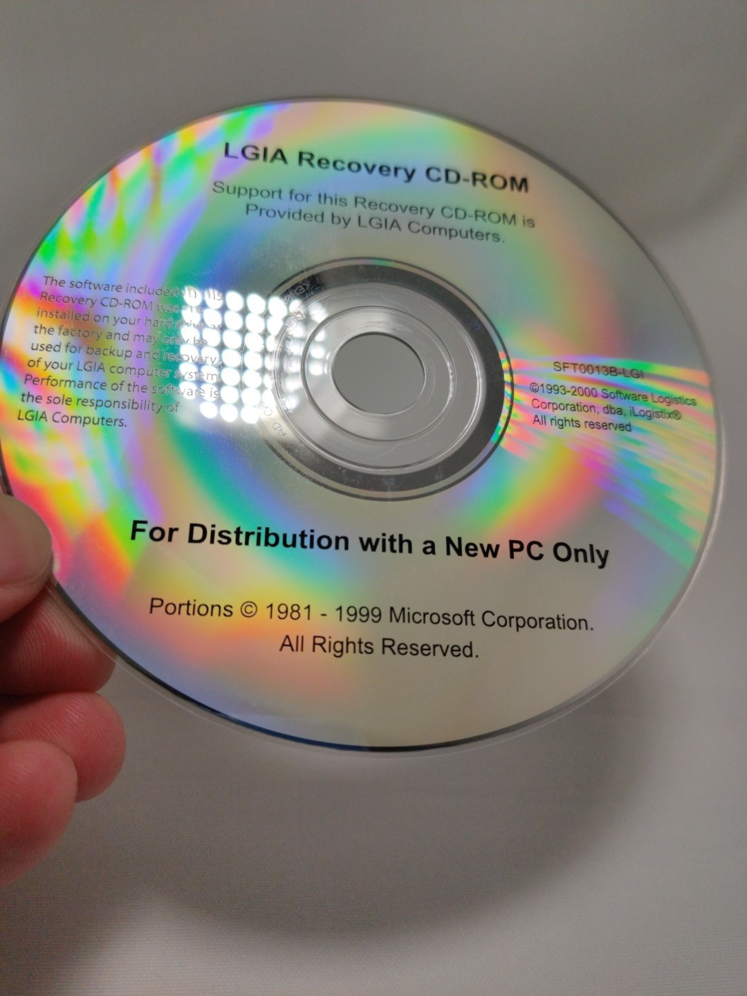LGIA Recovery CD-ROM - 1999 - SFT0013B-LGI - Microsoft