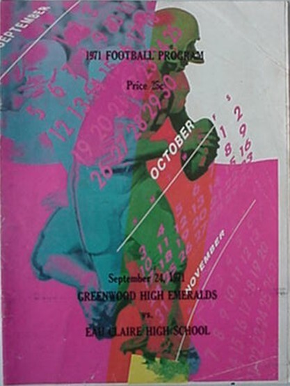 1971 GREENWOOD (SC) vs EAU CLAIRE HIGH SCHOOL FOOTBALL PROGRAM (PINKY BABB +