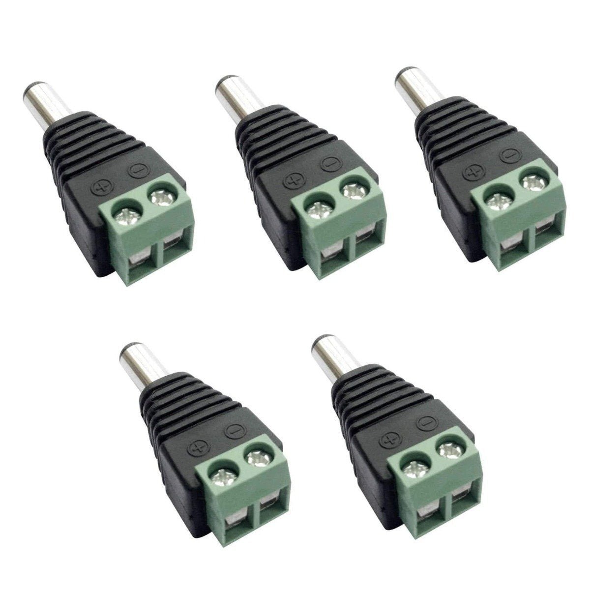 5pcs Male DC Jack 5.5 x 2.1mm 12V Power Plug Adaptor Connector CCTV LED