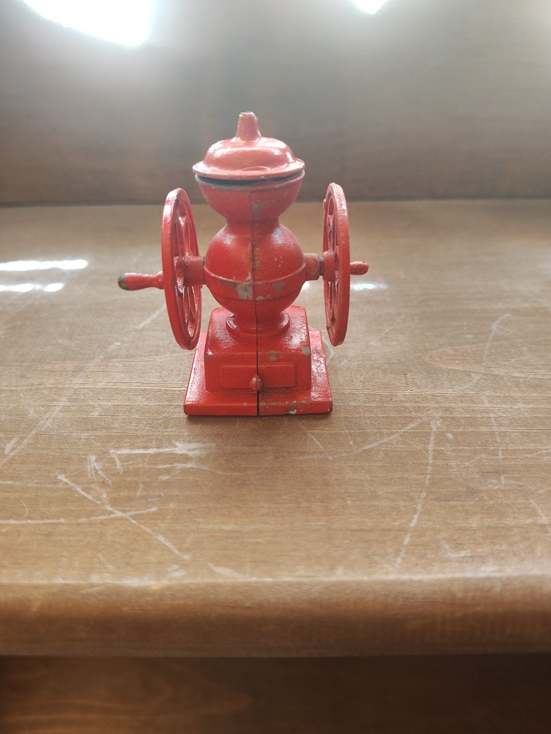 Vintage Miniature Red Coffee Grinder Pencil Sharpener Metal Made In Hong Kong