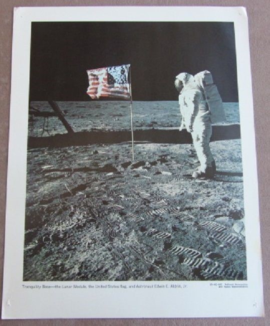 Official NASA Apollo 11 Buzz Aldrin USA FLAG Tranquility Base Photo 1969 11x14"
