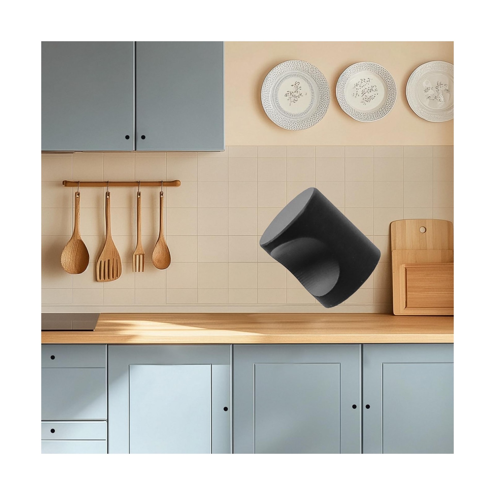 Coshar 4Pack Contemporary Cabinet Knobs Cylinder Shape Flat Black Brass Knobs...