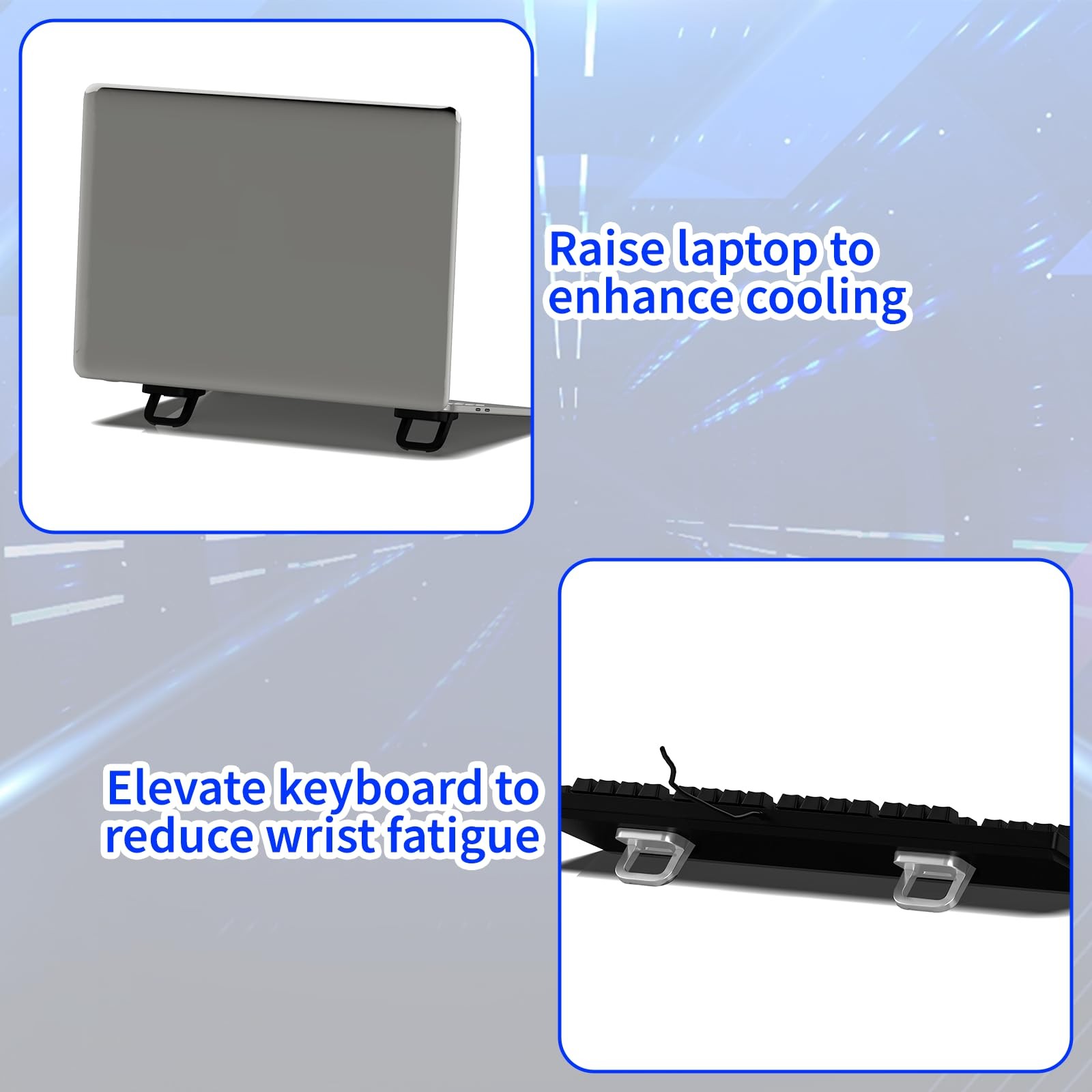 4-Piece Portable Keyboard Riser Set, 2 Black & 2 Silver Black/Silver