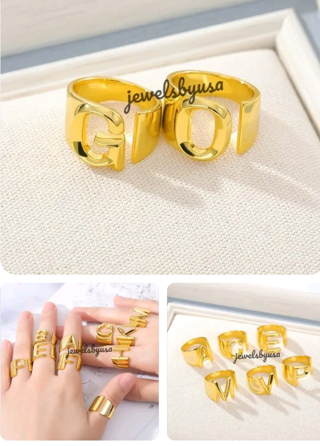Men's letter  Custom Initisl Ring 18k Yellow  Gold solid gold