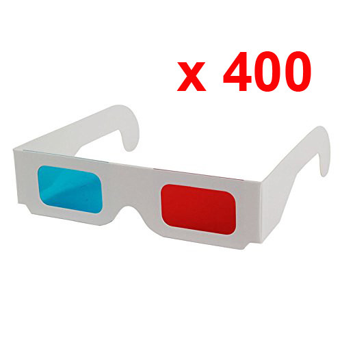 Lot 400 Glasses 3D Anaglyph Red/Cyan New Blue Cardboard