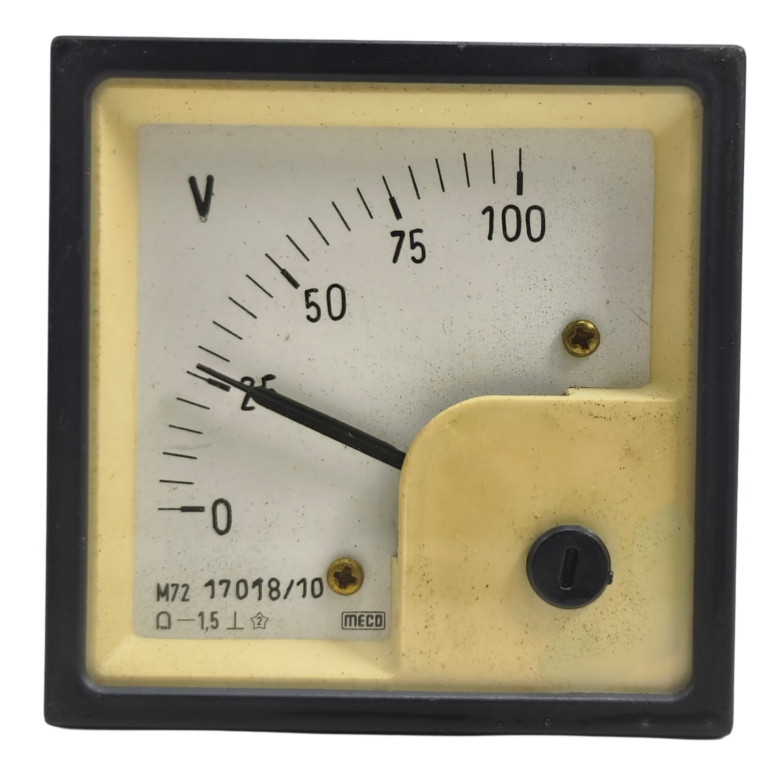 Meco M72 100V DC Moving Coil Din Voltmeter Panel Analog 90° Deflection 72x72mm